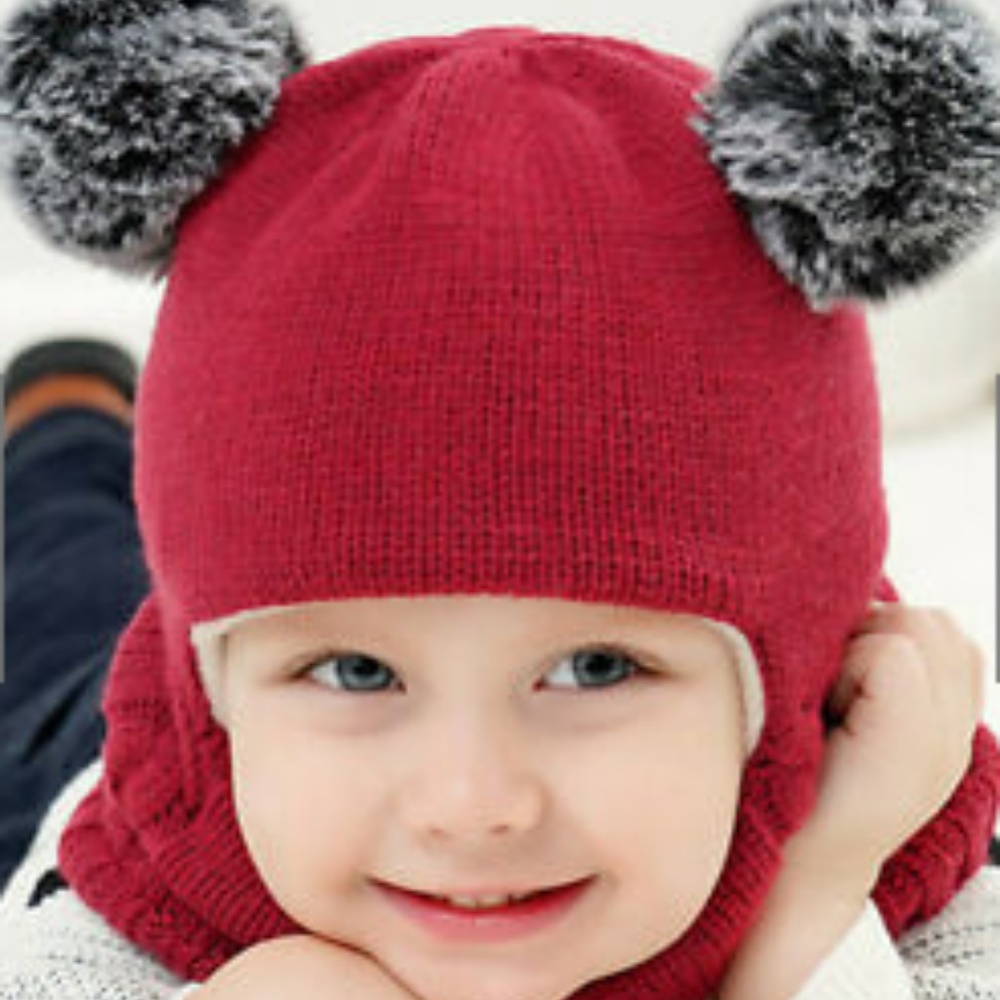 Toddler Boys Girls Hooded Scarf Hat for Winter